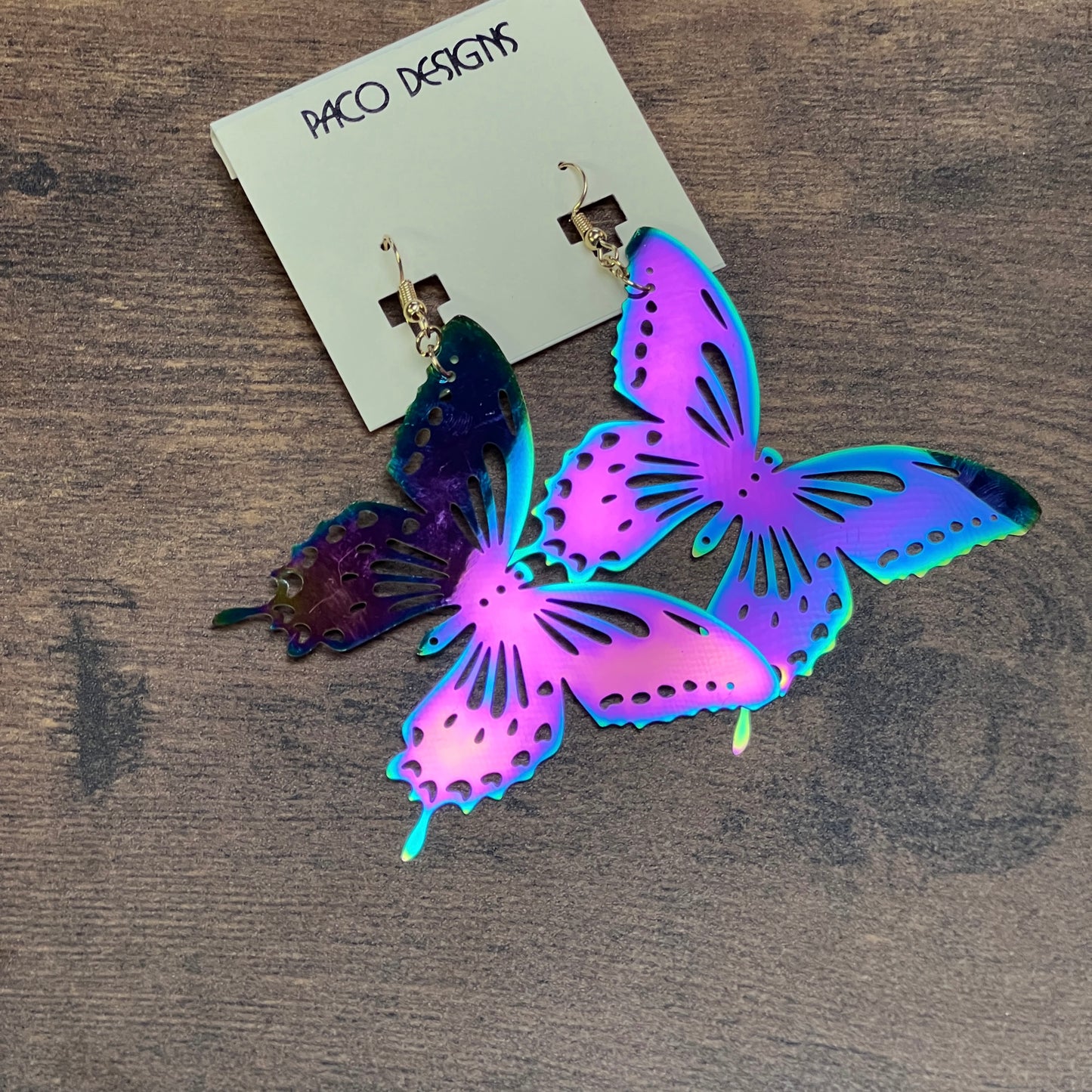Purple Blue “Rainbow”Butterfly Earrings
