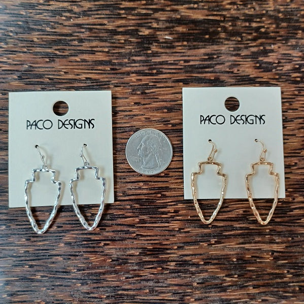 Mini Matte Gold or Silver Arrowhead Earrings