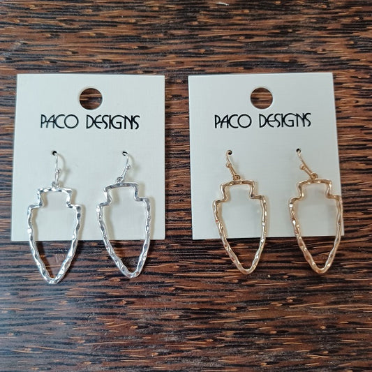 Mini Matte Gold or Silver Arrowhead Earrings