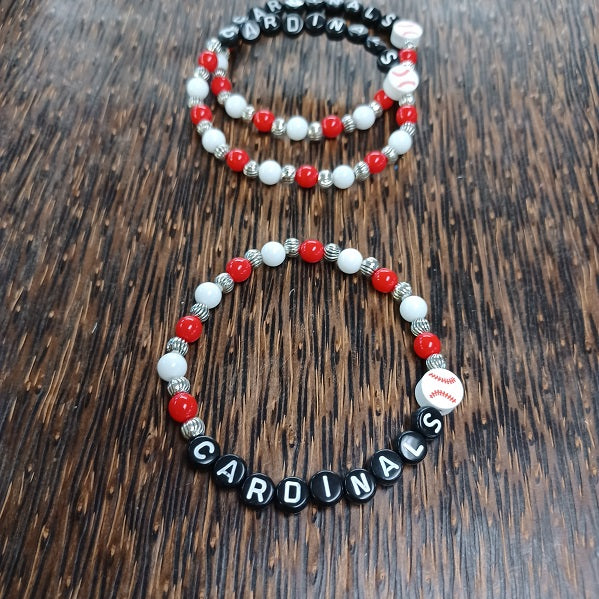 Cardinals Red and White Baseball Bracelet