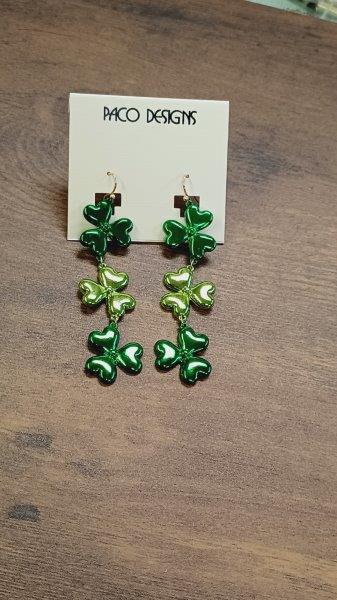 Two tone green Clover Earrings