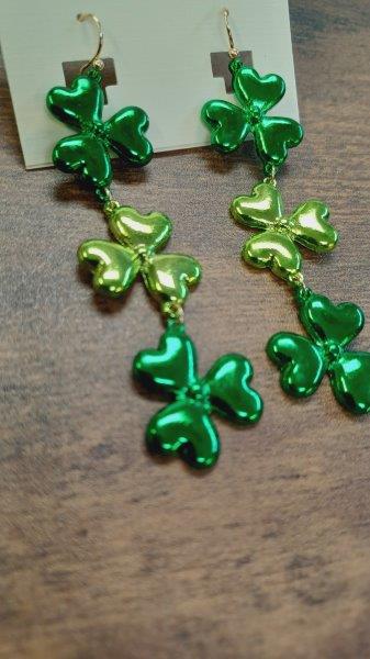 Two tone green Clover Earrings