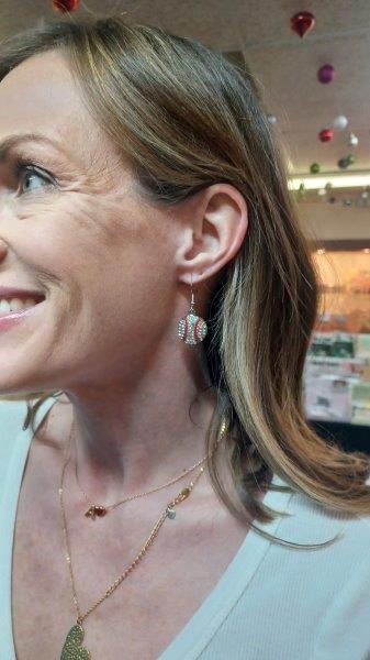 Blingy Baseball Dangle Earrings