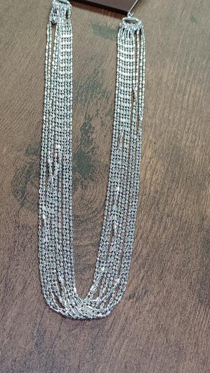 SIlver Dot Dash Dot 11 Chain Necklace