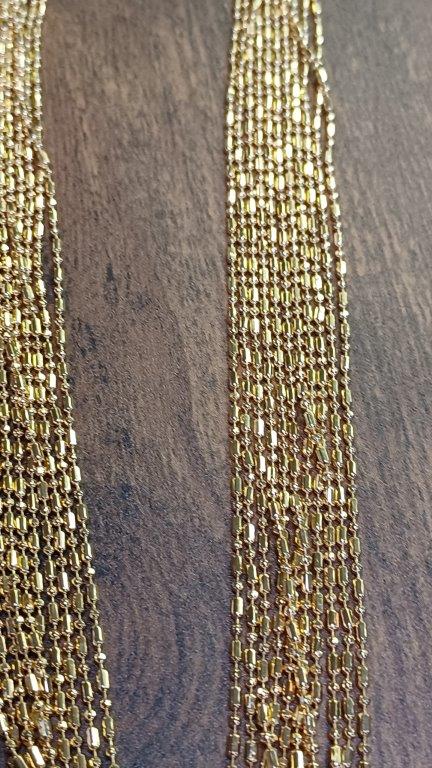 Gold Dot Dash Dot 11 'Multi Chain Necklace