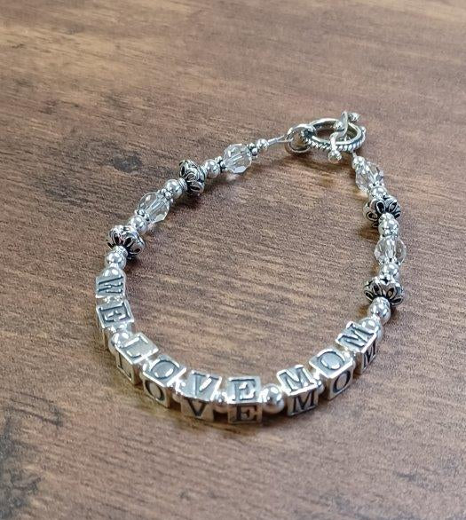 We Love Mom Sterling Silver Bracelet