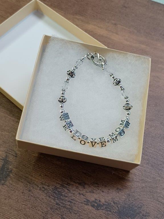 We Love Mom Sterling Silver Bracelet