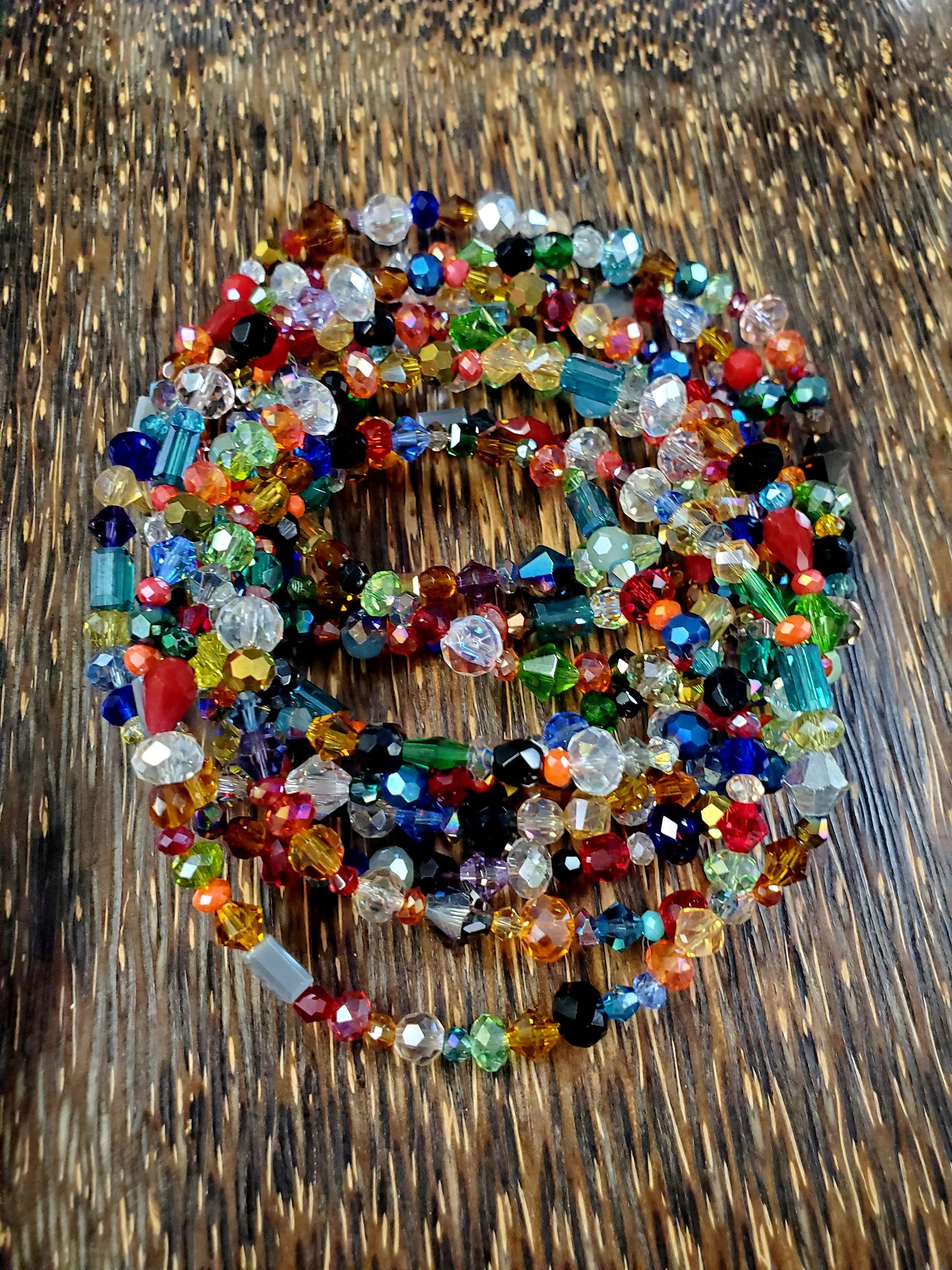 Fun Multi Color Faceted Crystal Summer Anklet