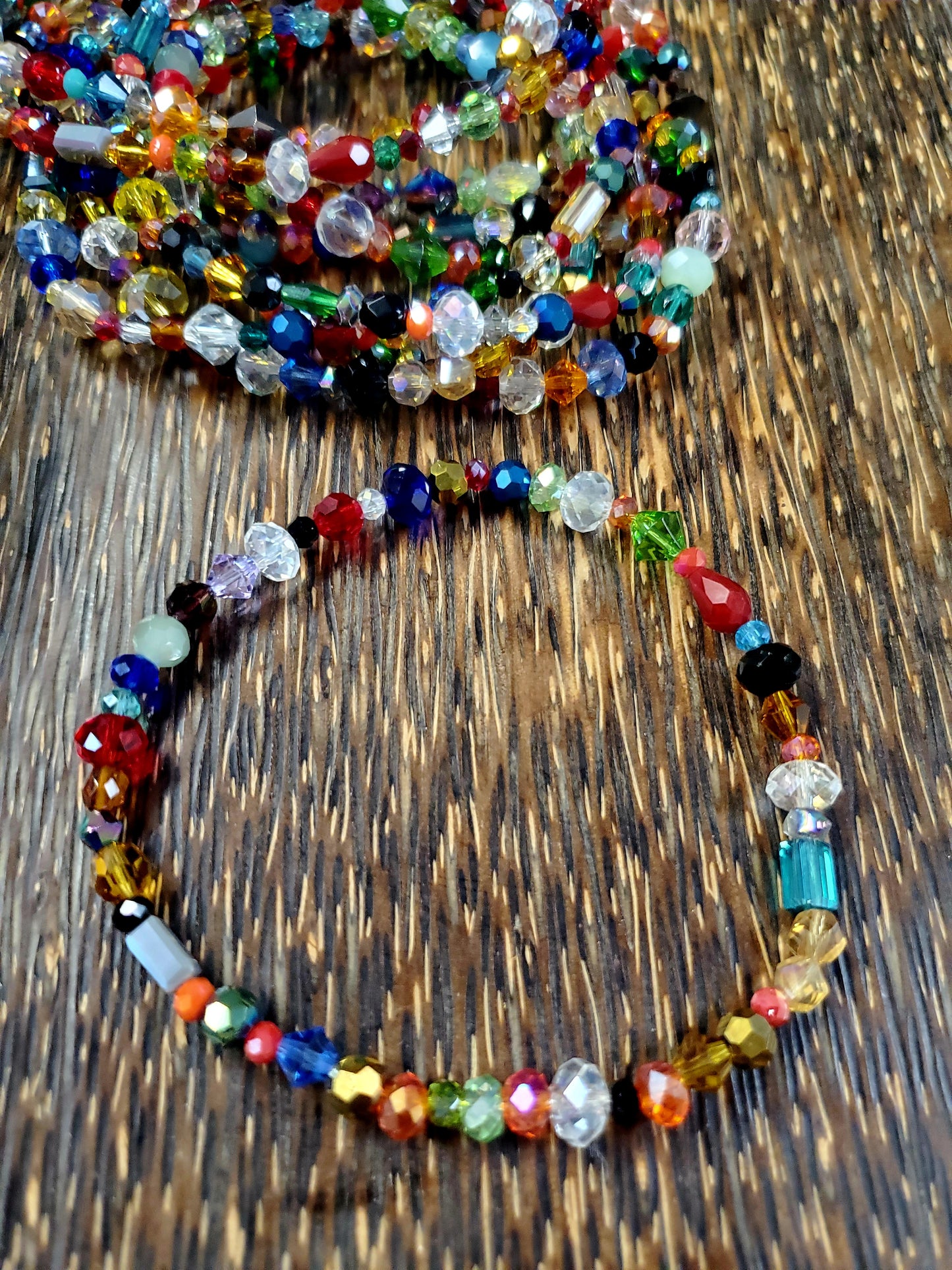 Fun Multi Color Faceted Crystal Summer Anklet