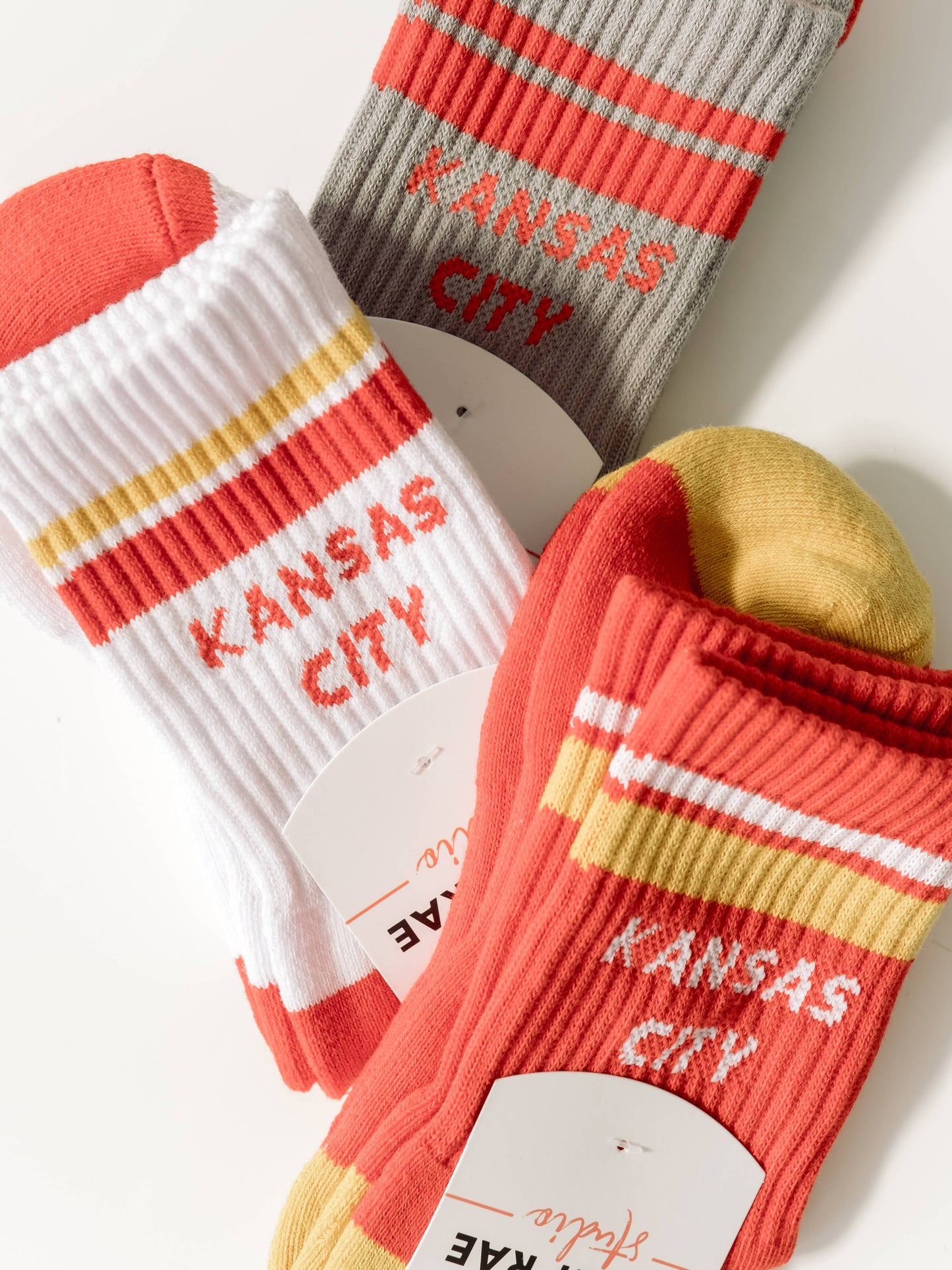 Kansas City Crew Socks - Grey w/ Red