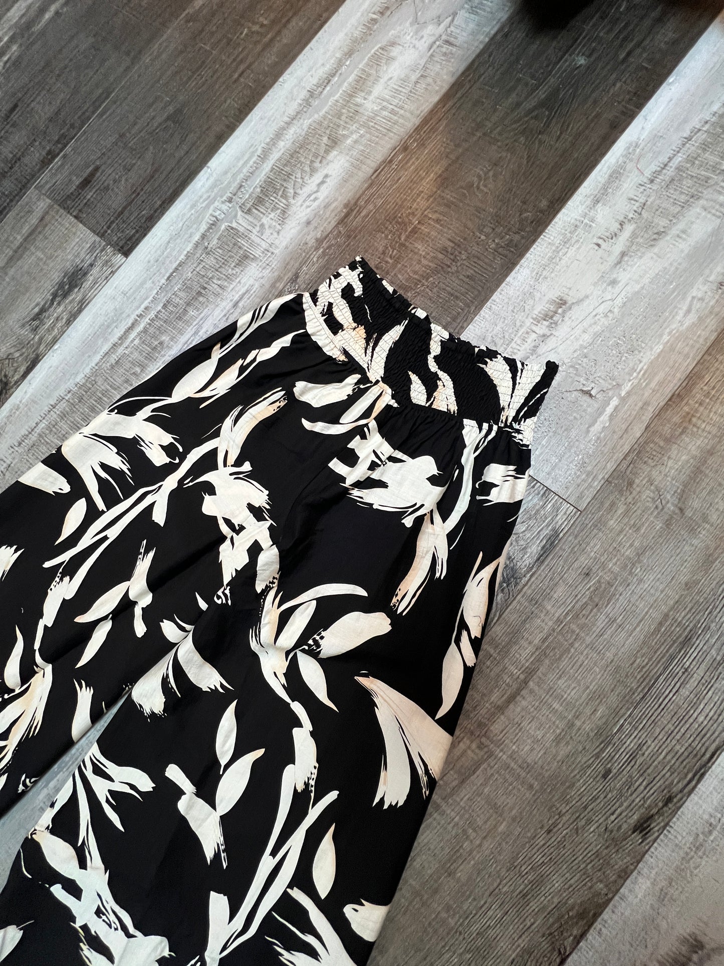 Black and White Flowy Statement Pants