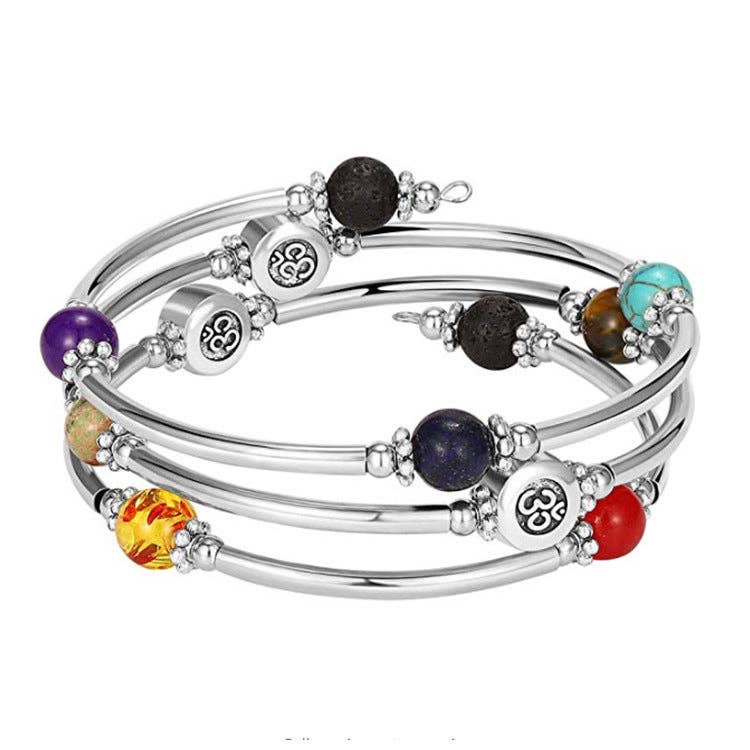 Natural Stone Wrap Beaded Bracelet Bangle