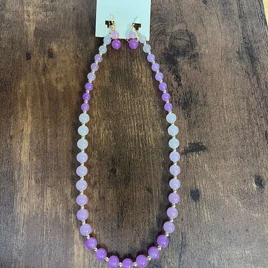 Purple Pride Ombre Glass Beaded Necklace