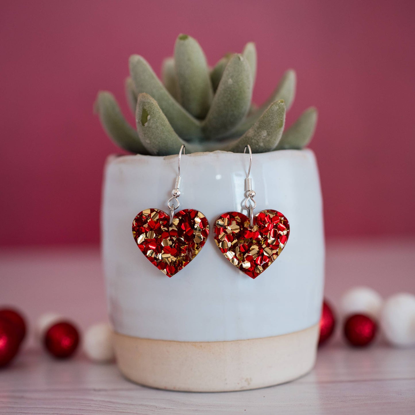 Petite Kansas City Football  Chunky Glitter Heart Dangles