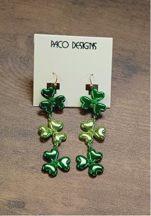 Two tone green Clover Earrings