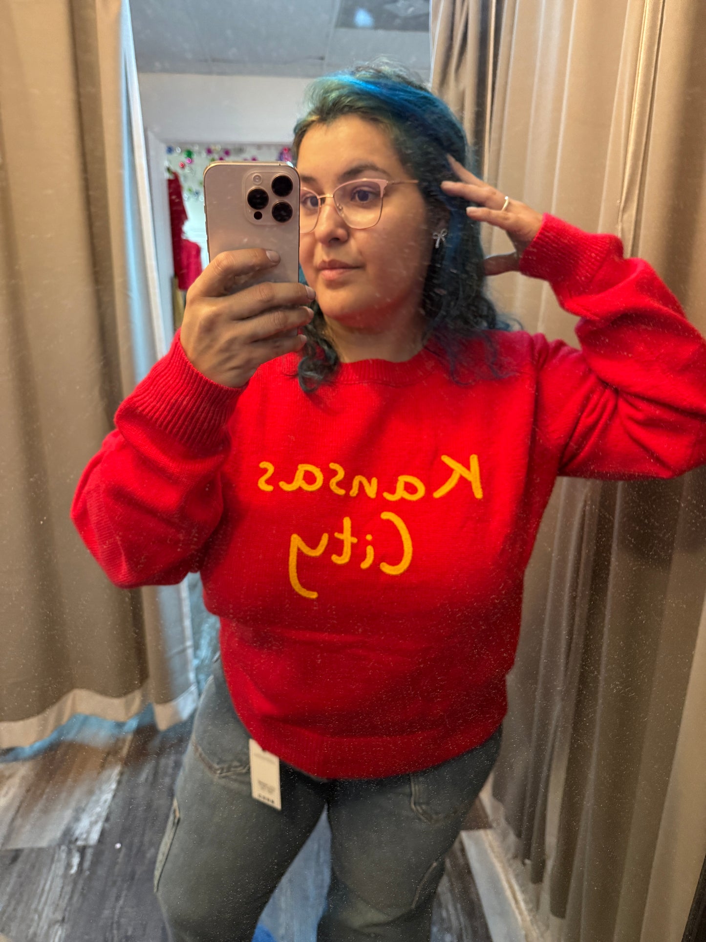KANSAS CITY Red Knit Sweater