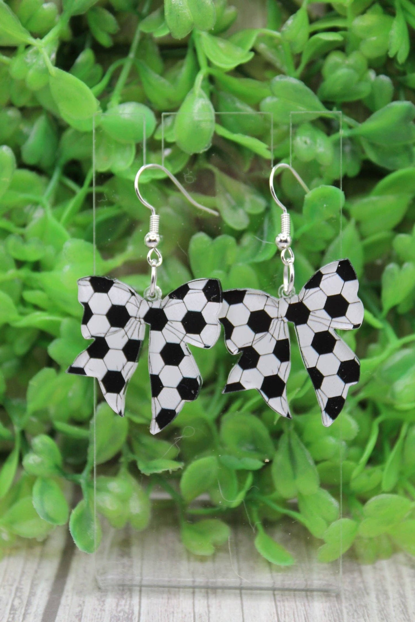 Soccer Bow Dangle Earrings