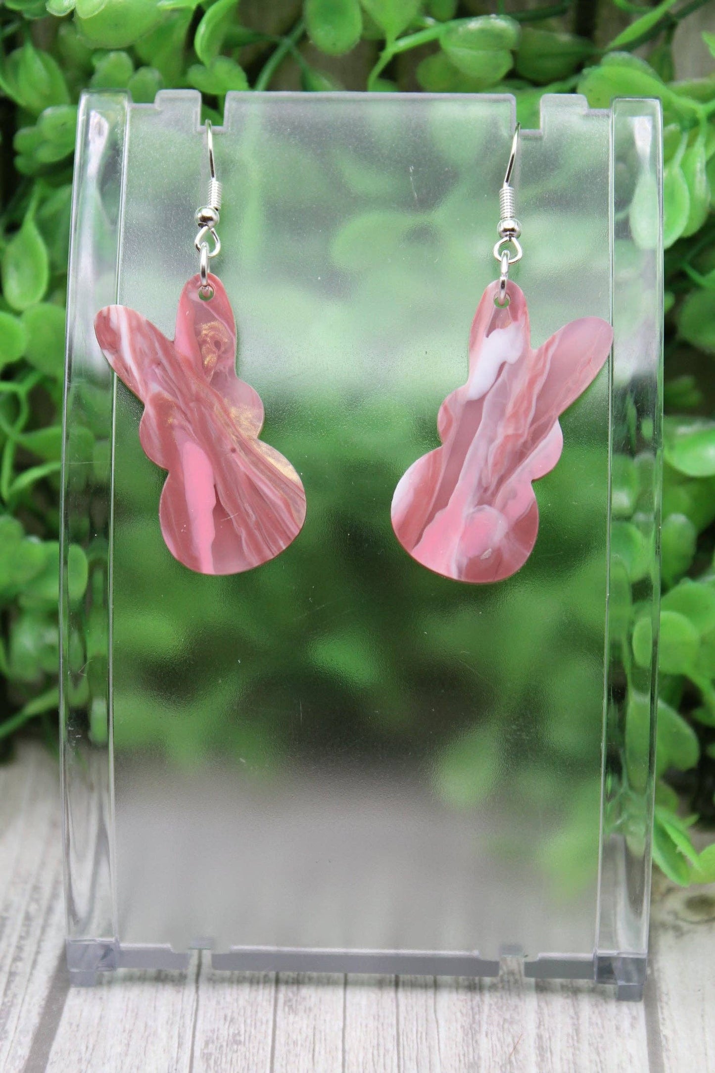 Pink Marble Easter Peep Acrylic Dangle Earrings