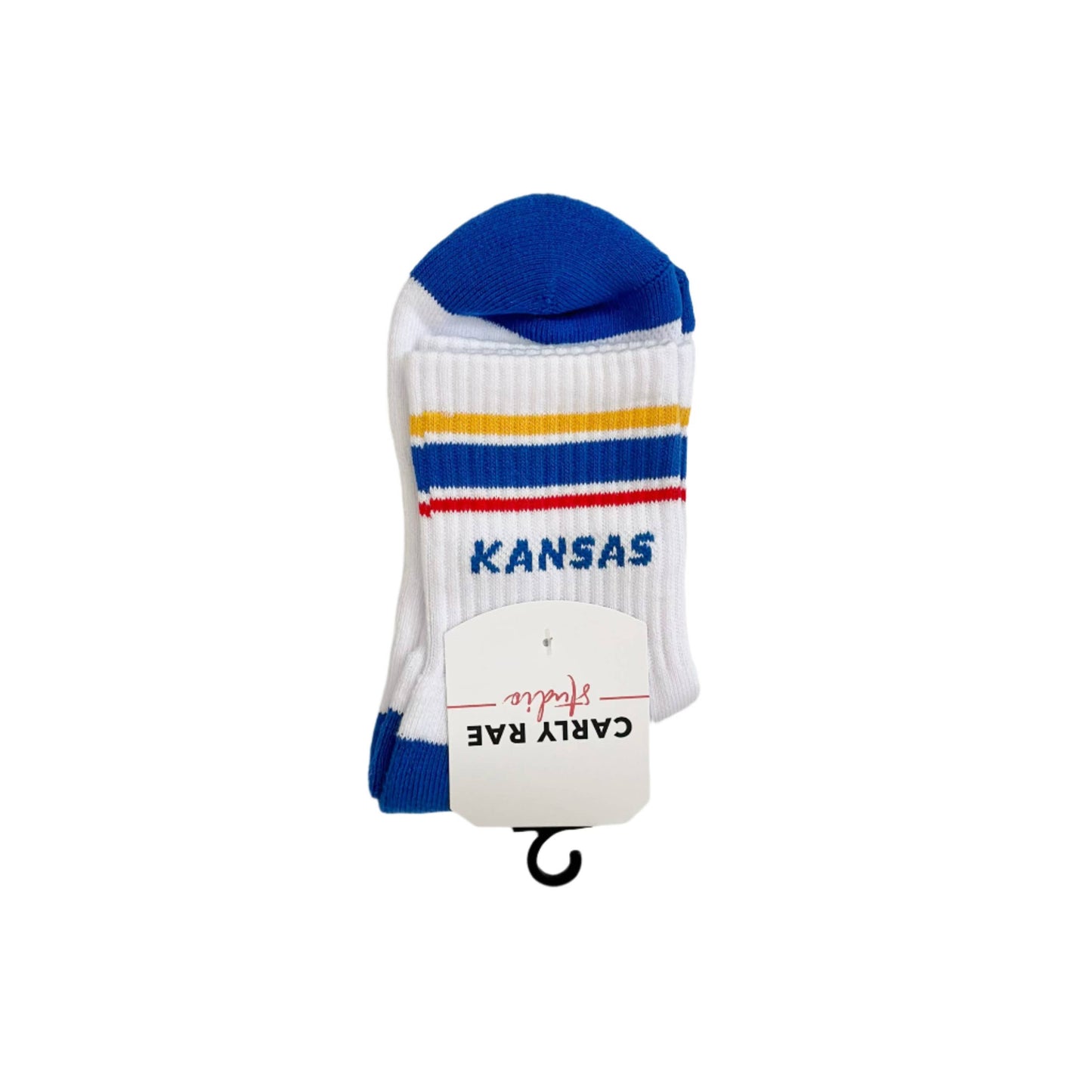Kansas Socks - White w/ Blue, Red & Yellow