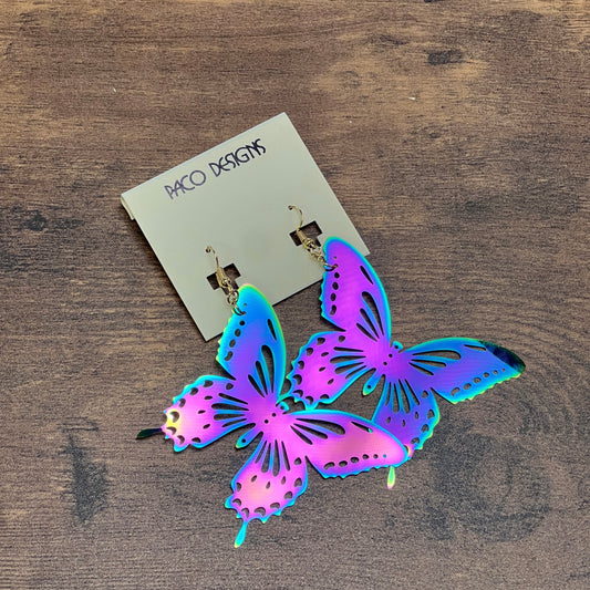 Purple Blue “Rainbow”Butterfly Earrings