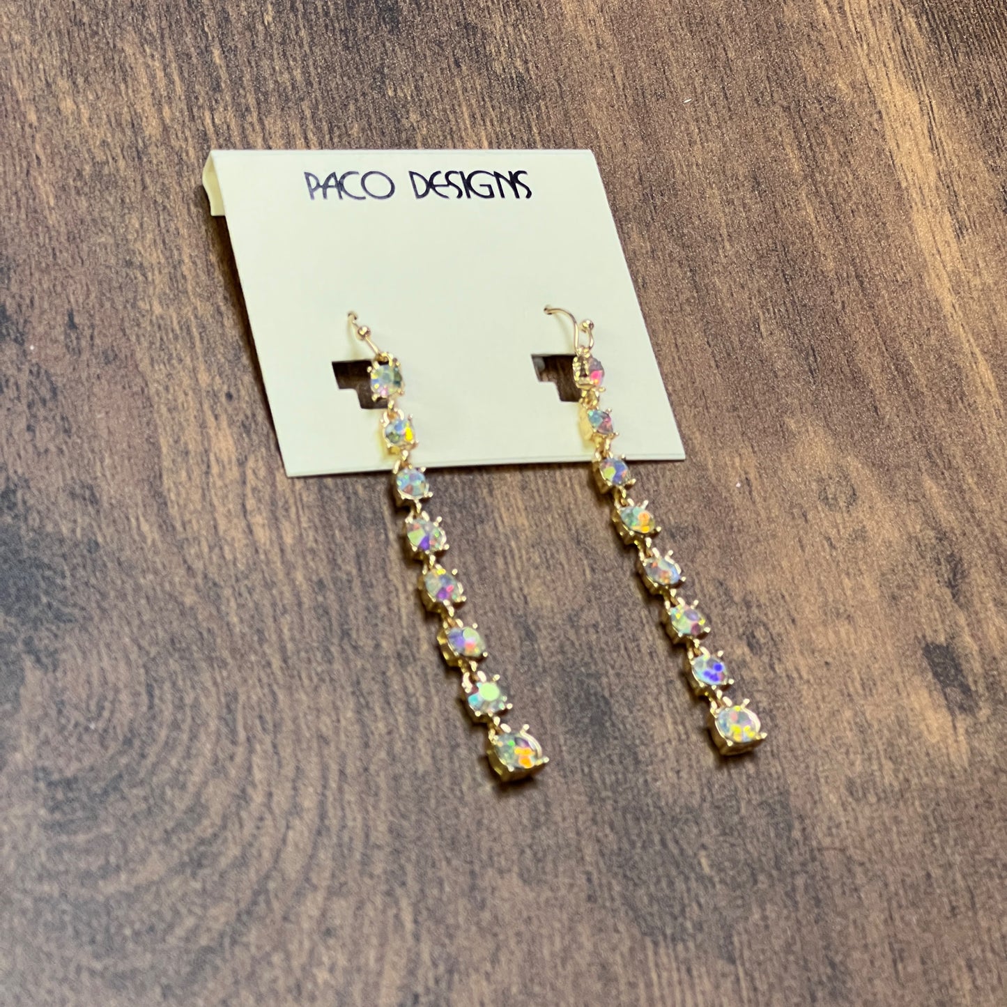 Gold Champagne Crystals Long Earrings