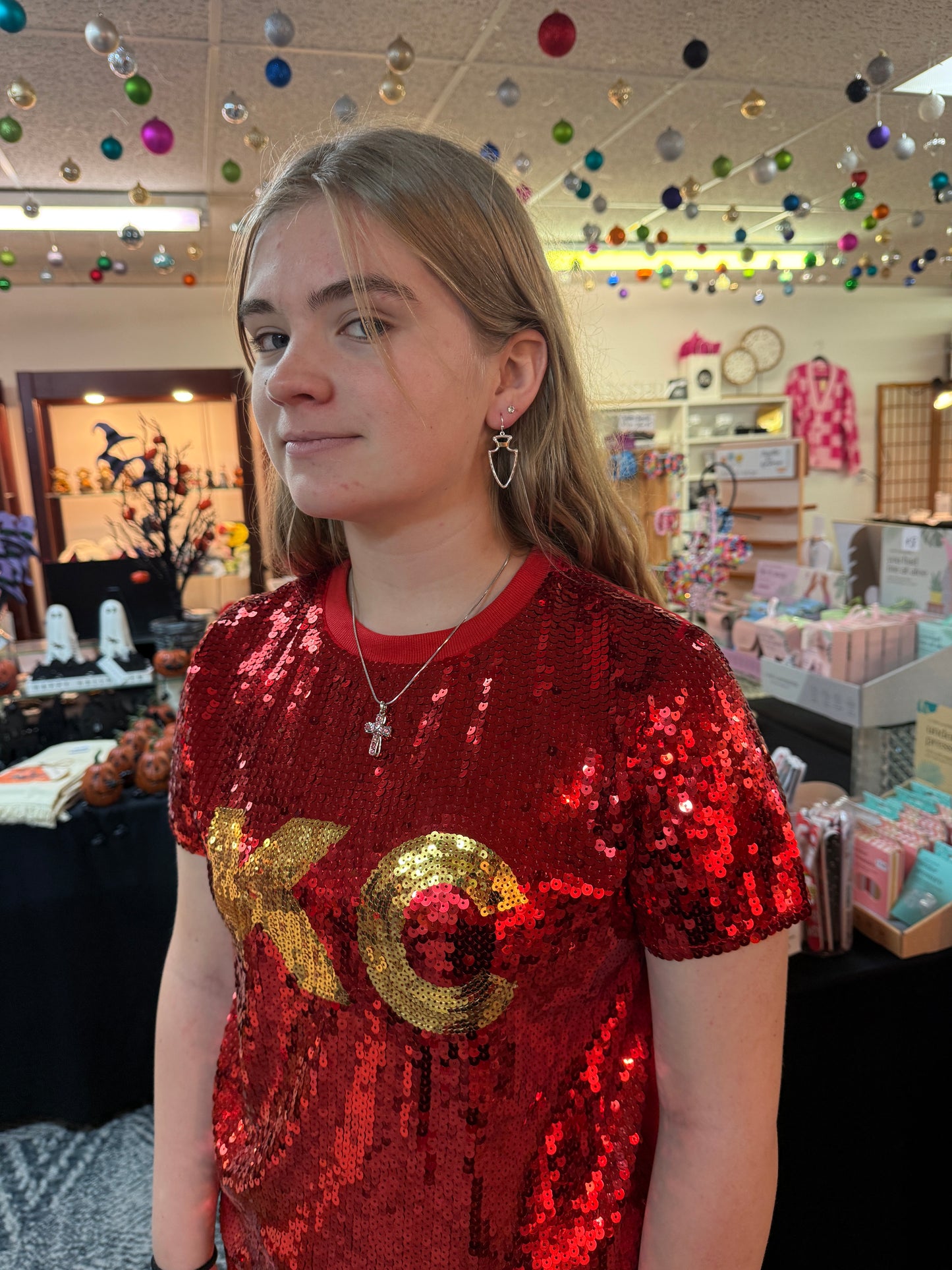 KC Red Sequined Top
