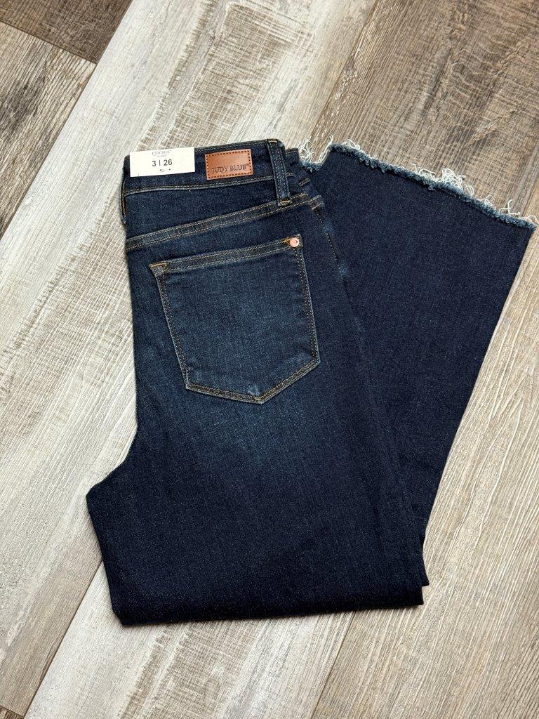 Dark Wash Judy Blue Cropped Wide Leg