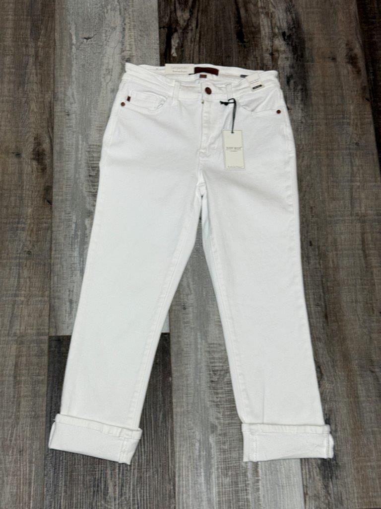 White Judy Blue Capris- Mid Rise