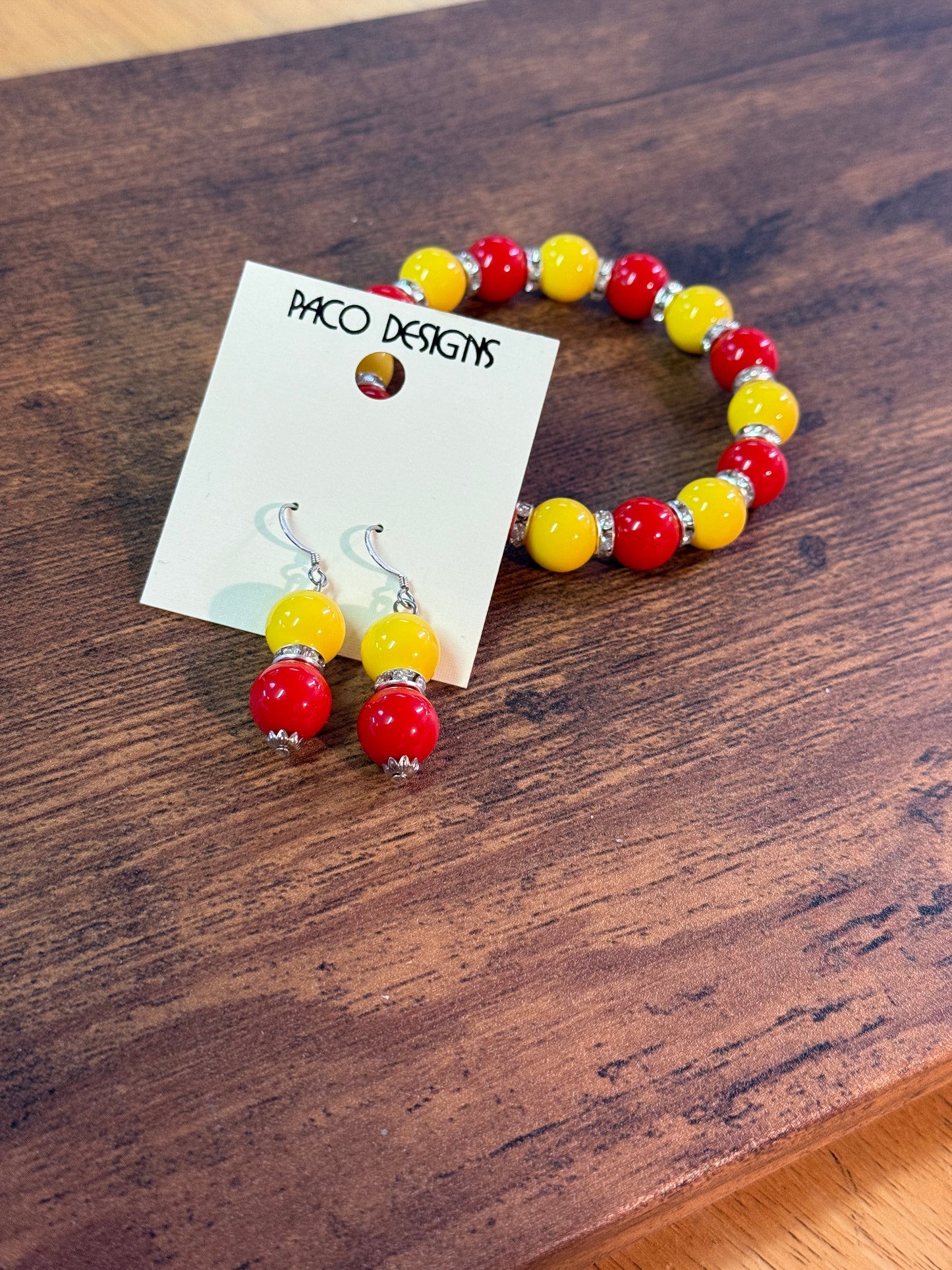 Chunky Red & Yellow Bling Accented Earrings