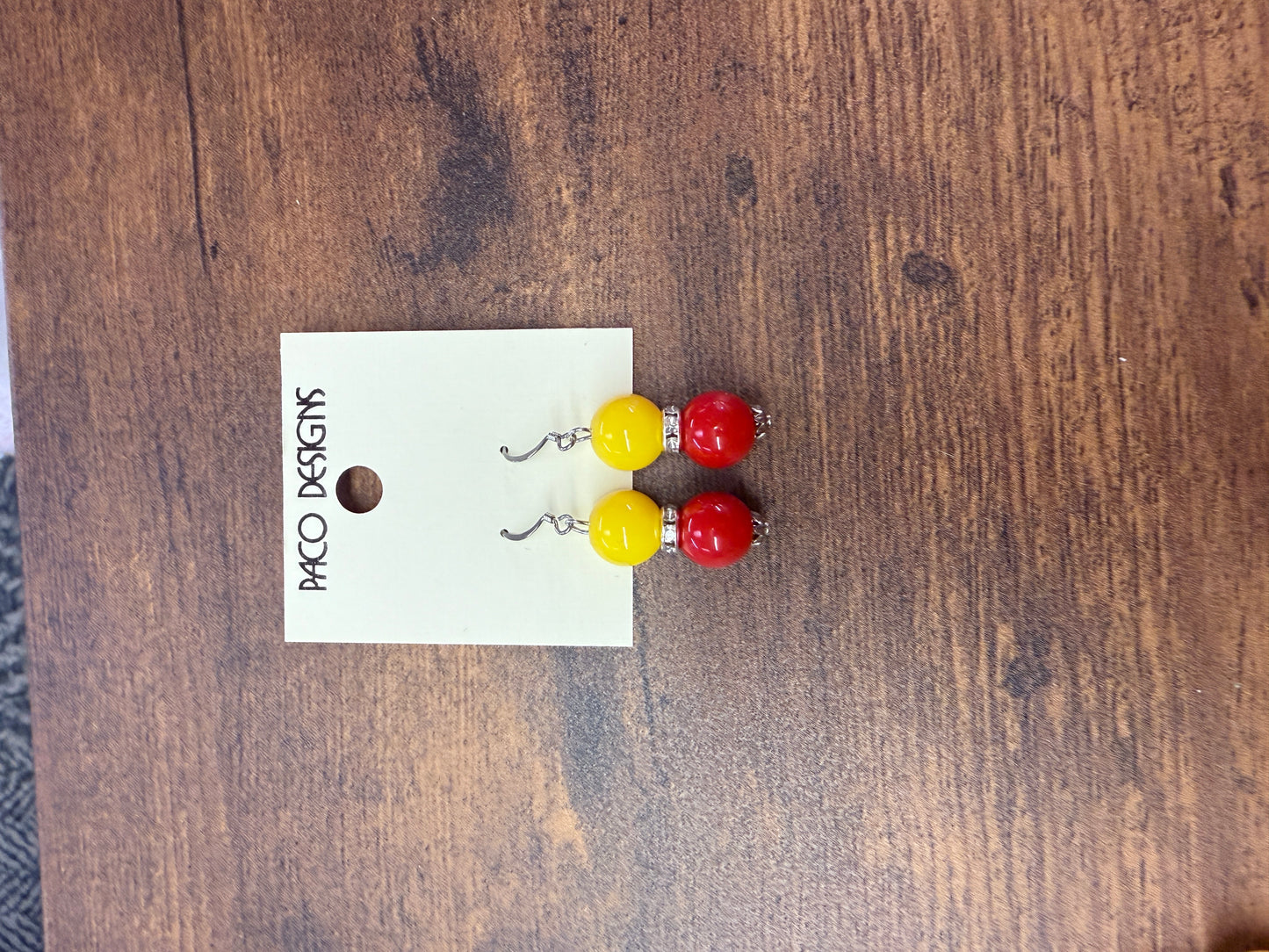 Chunky Red & Yellow Bling Accented Earrings