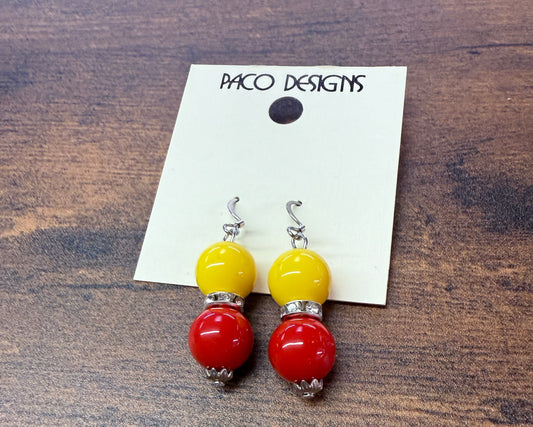 Chunky Red & Yellow Bling Accented Earrings