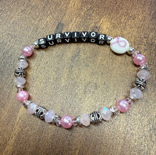 Pink & Pewter Breast Cancer Survivor Bracelet
