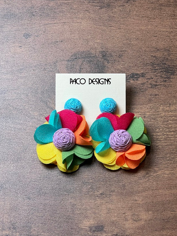 Multi color big petal flower Earrings