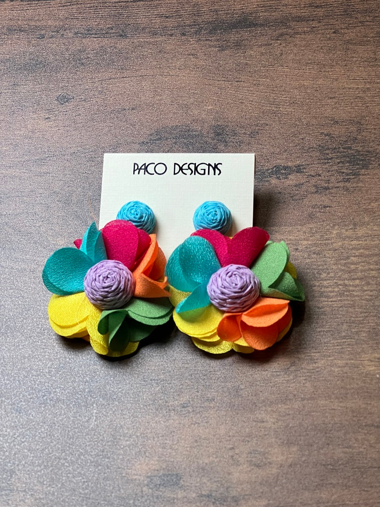 Multi color big petal flower Earrings