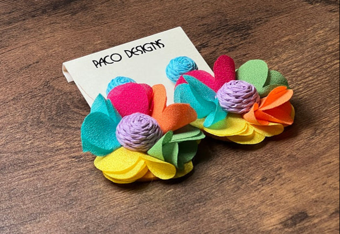 Multi color big petal flower Earrings