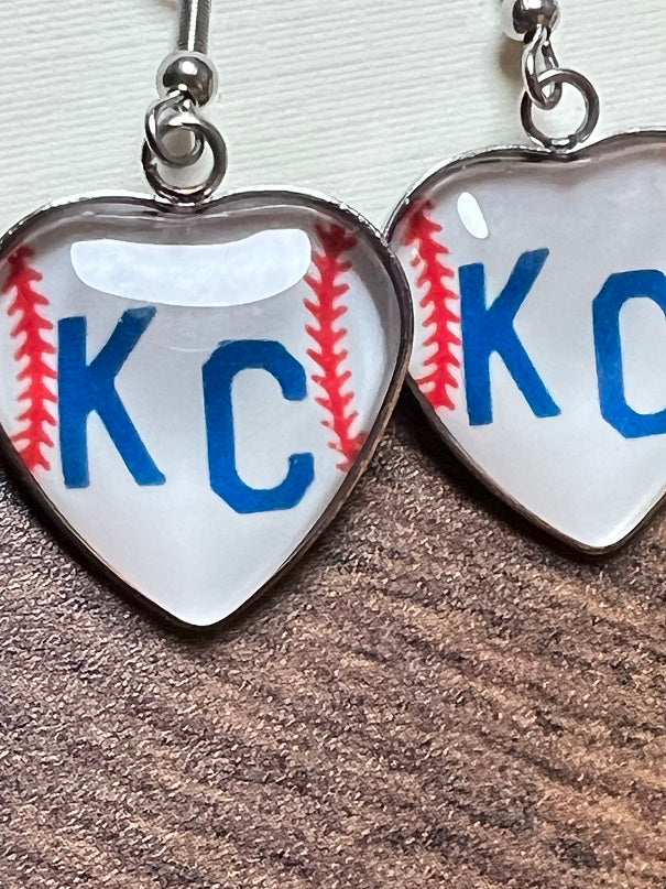 Baseball KC • Heart Dangle Earrings