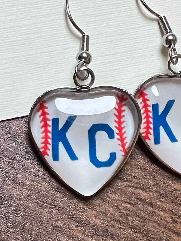 Baseball KC • Heart Dangle Earrings