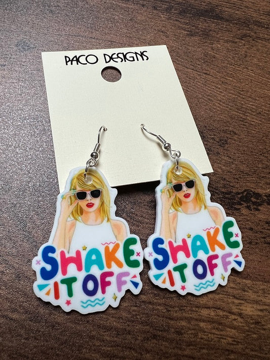 Taylot Swift "Shake It Off"  Acrylic Dangle Earrings