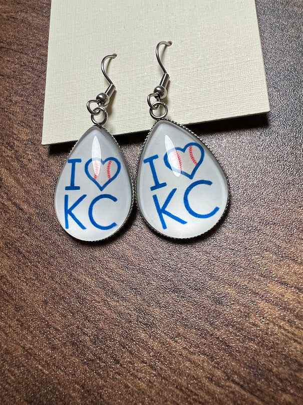 Baseball KC • Heart Dangle Earrings