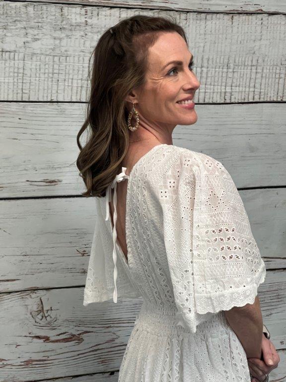 White V-Neck Maxi Dress