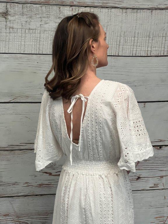 White V-Neck Maxi Dress