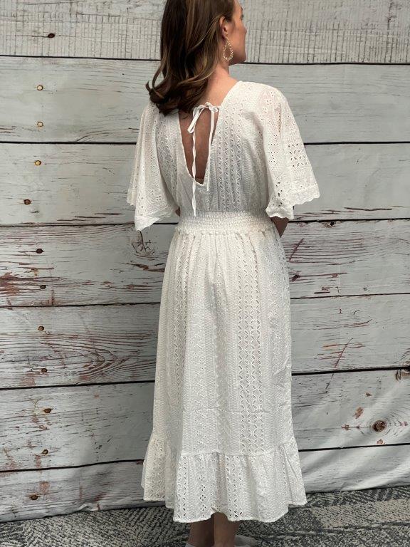 White V-Neck Maxi Dress