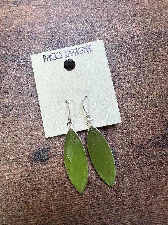 Gorgeous Green Cats Eye Sterling Silver Earrings