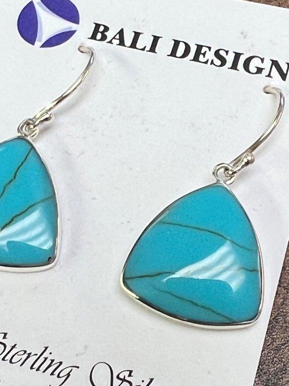 Trianlge Turqouise Sterling Silver Earrings