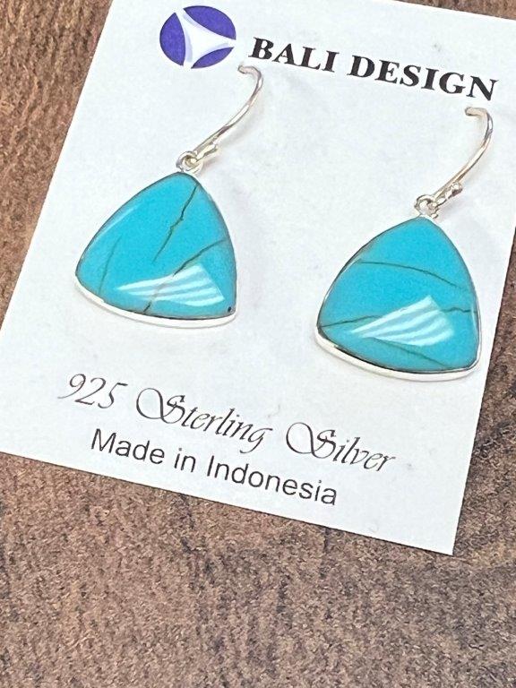 Trianlge Turqouise Sterling Silver Earrings