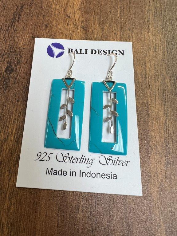 Turquiose Rectangle Sterling Silver Earrings