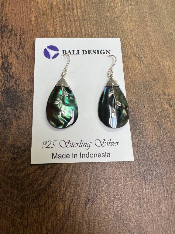 Abalone Shell Teardrop Shaped Sterling Silver Earring