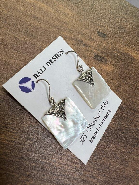 Square Mother of Pearl Sterling Silver Earrings