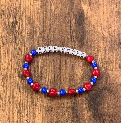 Red and Blue ROCKCHALK or JAYHAWKS Bracelet