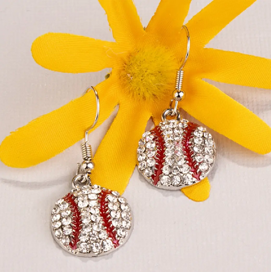 Blingy Baseball Dangle Earrings